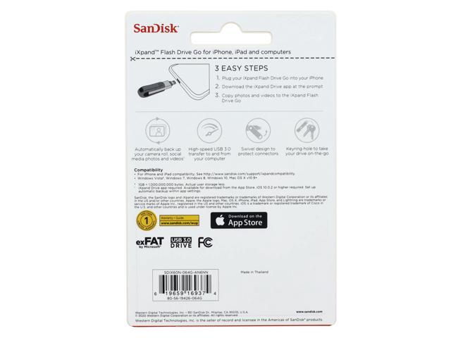 SanDisk - iXpand Flash Drive Go 64GB USB 3.0 Type-A to Apple Lightning for iPhone & iPad - Black / Silver - image 9