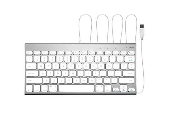 macally usb wired keyboard for mac and windows pc - space saving compatible apple keyboard with elegant small aluminum design with 78 keys and led.