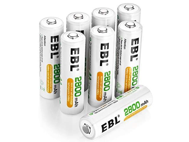 ebl pack of 8 aa batteries 2800mah high capacity precharged ni-mh aa rechargeable batteries