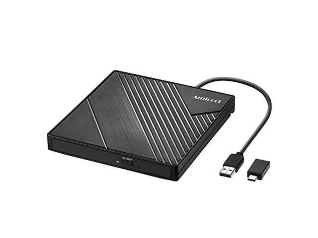 External DVD Drive USB 3.0 USB C CD Burner Amicool CD/DVD +/-RW Optical Drive,Sl