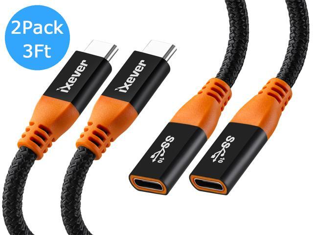 USB Type C Extension Cable Cord 3FT 2-Pack, USB-C 3.1 Gen2 10Gbps Female to USBC Male Extended Adapter,Thunderbolt 3 Compatible for Nintendo.