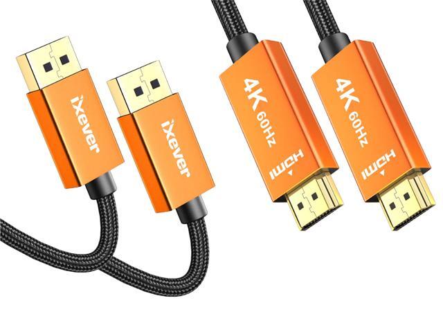 2Pack DisplayPort to HDMI Cable 6Ft 4K@60Hz, iXever DP Display Port to HDMI, Male to Male, Gold Plated, Aluminum Shell, UHD High Speed for Lenovo,.