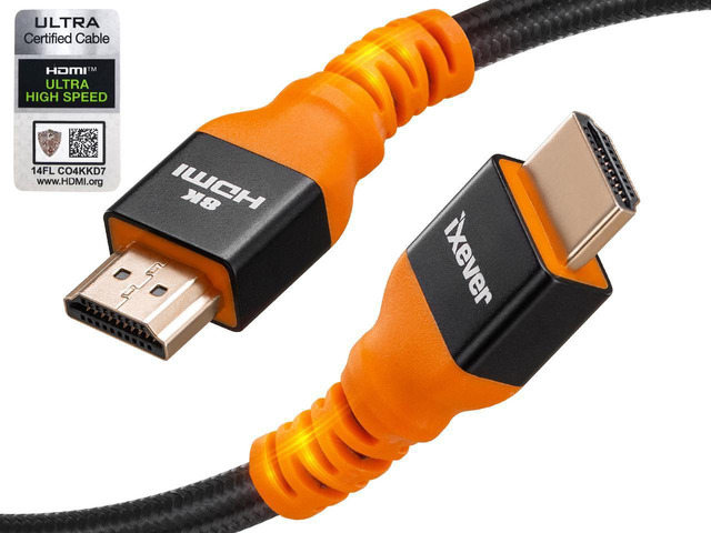 8K HDMI Cable [6.6ft], iXever HDMI 2.1 Certified Cable 48Gpbs Ultra High Speed Braided Cord 4K@120Hz 8K@60Hz HDCP 2.2 & 2.3 Compatible with...