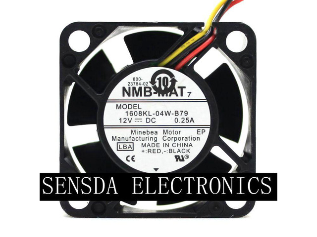 For NMB-MAT 1608KL-04W-B79 LB2 DC 12V 0.25A Server Cooling Fan Server Square Fan 3-wire 40x40x20mm