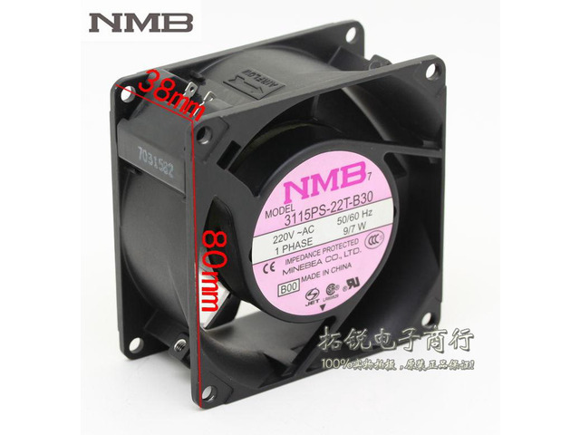 For NMB 3115PS-22T-B30 8038 8cm 220V 9 / 7W AC aluminum metal frame axial cooling fan