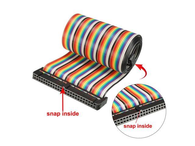 IDC 50 Pins Wire Flat Rainbow Ribbon Cable 66cm 2.54mm Pitch 2pcs