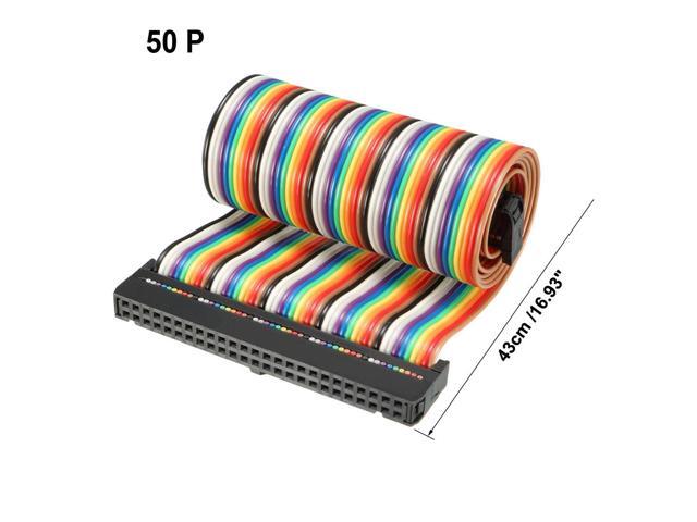 IDC 50 Pins Wire Flat Rainbow Ribbon Cable 43cm 2.54mm Pitch 1pcs