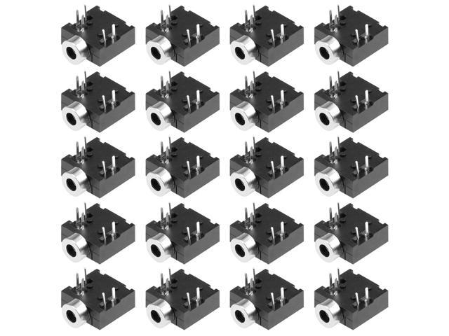 PCB Mount 2.5mm 5 Pin Socket Headphone Stereo Jack Audio Video Connector PJ204 Black 20Pcs