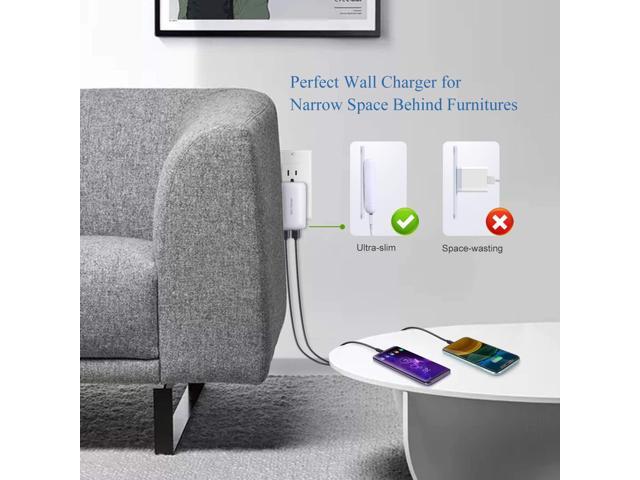 Excgood Flat USB Wall Charger - Slim USB Plug for Wall Outlet, Compatible with iPhone 16 15 14 Pro Max/13/12/11/Xr/Xs/X, Galaxy...