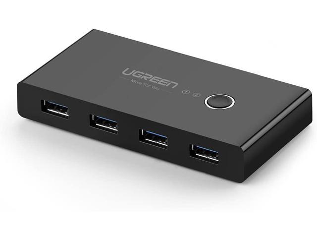 UGREEN USB 3.0 Sharing Switch Selector 4 Port 2 Computers Peripheral Switcher Adapter Hub for PC, Printer, Scanner, Mouse, Keyboard with One Button.