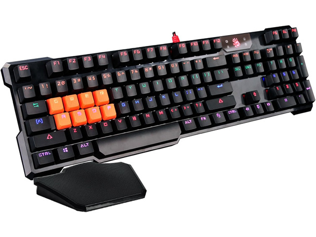 Bloody B720 Light Strike Optical Gaming Keyboard (Smooth/Linear) - Comfort Wrist pad - Faster Than Mechanical - 0.2ms Key Response Neon LED Backlit...