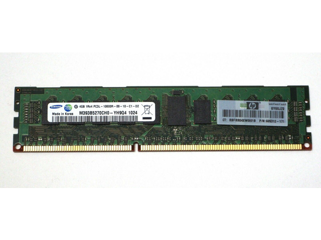 HP-IMSourcing 4GB DDR3 SDRAM Memory Module - 4 GB (1 x 4 GB) - DDR3 SDRAM - 1333 MHz DDR3-1333/PC3-10600 - Registered - 240-pin - DIMM DISC PROD...