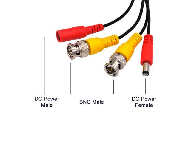 SatelliteSale CCTV Security Camera BNC Cable Siamese Pre-Made 2-in-1 Video and Power Universal Wire PVC Black Cord 20 feet