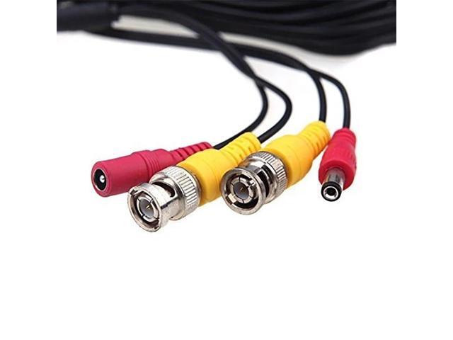 SatelliteSale CCTV Security Camera BNC Cable Siamese Pre-Made 2-in-1 Video and Power Universal Wire PVC Black Cord 20 feet