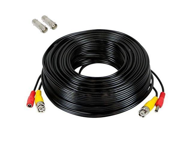 SatelliteSale CCTV Security Camera BNC Cable Siamese Pre-Made 2-in-1 Video and Power PVC Black Cord 50 feet