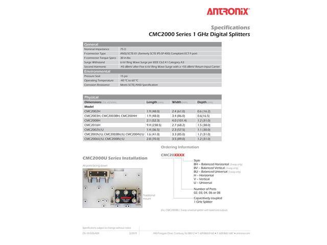 Antronix CMC2004U 4-Way Universal MoCa Splitter -3.5dB -7dB 5-1002 MHz High Performance for Coax Cable TV & Internet - image 4