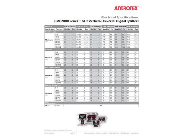 Antronix CMC2004U 4-Way Universal MoCa Splitter -3.5dB -7dB 5-1002 MHz High Performance for Coax Cable TV & Internet - image 3