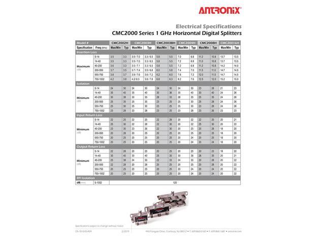 Antronix CMC2004U 4-Way Universal MoCa Splitter -3.5dB -7dB 5-1002 MHz High Performance for Coax Cable TV & Internet - image 2