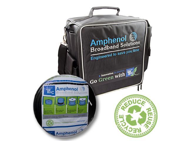 SatelliteSale Kit of Amphenols Innovative and Sustainable Tech Service Bag Reel and 500' Black Cable