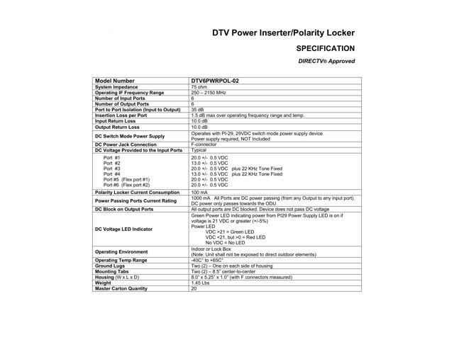 DTV6PWRPOL-02 ProBrand, Power Inserter, Polarity Locker