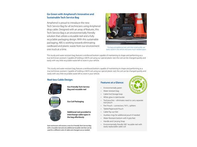 SatelliteSale Kit of Amphenols Innovative and Sustainable Tech Service Bag 500 feet of Black Drop Cable