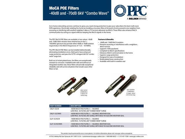 PPC GLP-1G70CWWS MoCA POE Filter for Cable TV & OTA