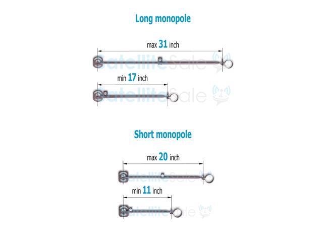 SatelliteSale Universal 2 Support Arms Adjustable Telescopic Monopoles Braces with Screws and Mastic Pitch Pads Short 19' and Long 33'