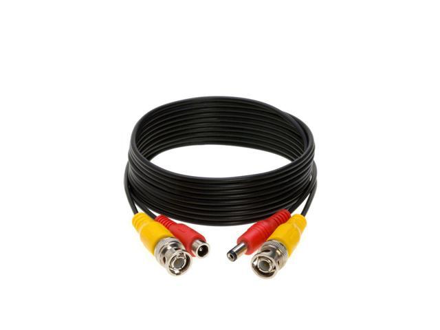 SatelliteSale CCTV Security Camera BNC Cable Siamese Pre-Made 2-in-1 Video and Power Universal Wire PVC Black Cord 20 feet