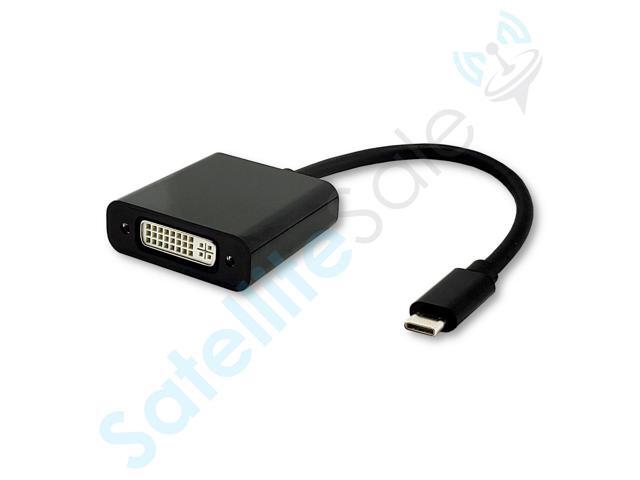 SatelliteSale USB Type C to DVI Adapter Male to Female Converter 2K/60Hz PVC Black