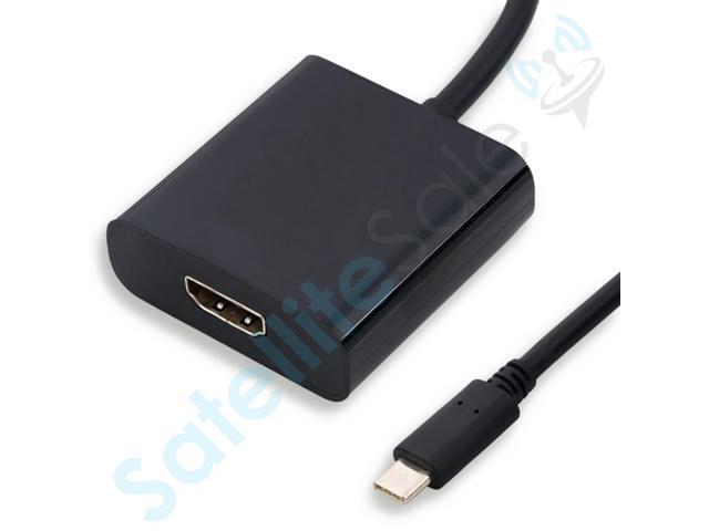 SatelliteSale USB Type C Male to Female HDMI Adapter 4K/30Hz 2160p Universal Wire Black Cord