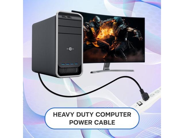 SatelliteSale Universal Heavy Duty Computer Power Cable Male NEMA 5-15P to Female IEC C13/C14 Universal Wire Black PVC Cord 6 feet