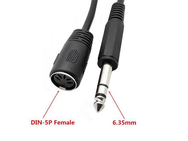 MIDI Din 5Pin Female to Monoprice 6.35mm (1/4 Inch) Male TRS Stereo Audio Extension Cable for MIDI keyboard 0.3M (1pcs)
