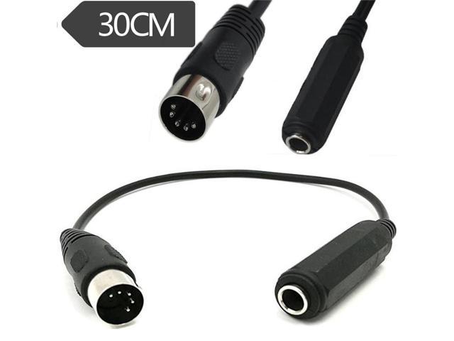 Din 5Pin Male to Monoprice 6.35mm Female TRS Stereo Audio Extension Cable for MIDI keyboard (organ, electric piano guitar) (1pcs)