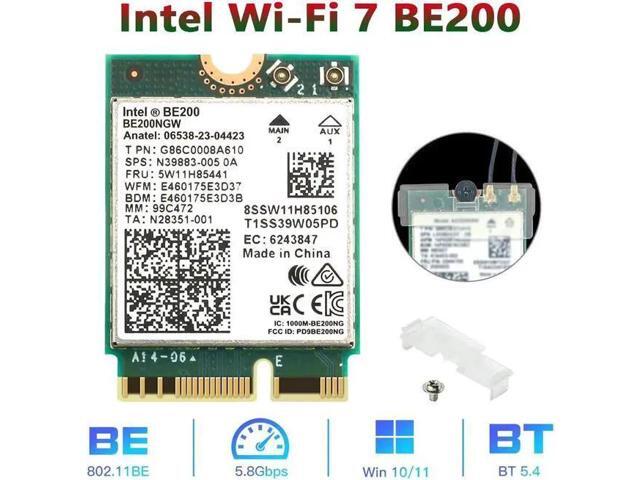 New Wi-Fi 7 Intel BE200 Bluetooth 5.4 Wifi Card BE200NGW 2.4/ 5/ 6 GHz 5.8 Gbps For Windows 11 PC Laptop
