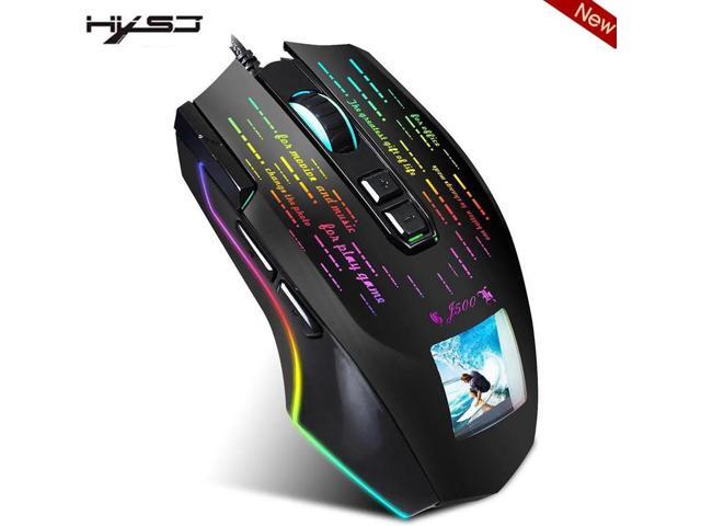 HXSJ J500 USB Wired Gaming Mouse RGB Gaming Mouse with Display Screen Six Adjustable DPI for Desktop Laptop Mouse Gamer