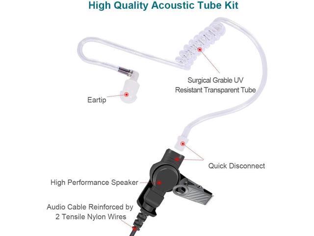 WODASEN APX6000 Acoustic Tube Earpiece with Mic/PTT for Motorola APX4000 APX7000 APX8000 APX900 XPR7350 7550 7350e 7550e 7580e 6550 7380 7580...