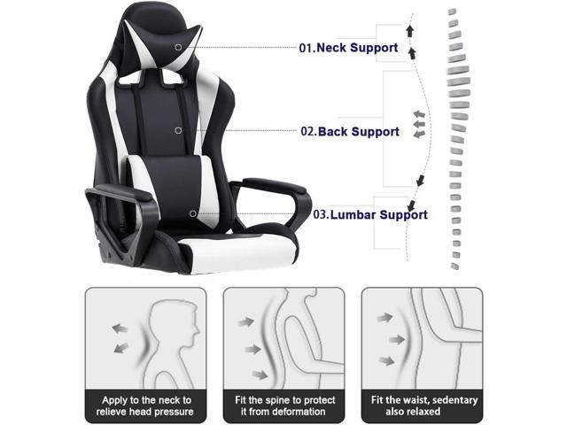 BestOffice High-Back Gaming Chair PC Office Chair Computer Racing Chair PU Desk Task Chair Ergonomic Executive Swivel Rolling Chair with Lumbar...