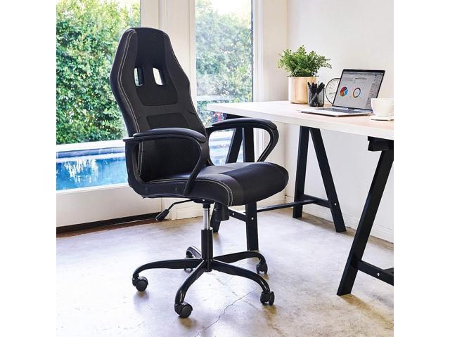 Office Chair PC Gaming Chair Cheap Desk Chair Ergonomic PU Leather Executive Computer Chair Lumbar Support for Women, Men (Black)