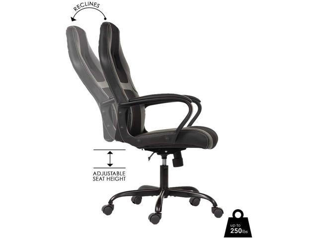 Office Chair PC Gaming Chair Cheap Desk Chair Ergonomic PU Leather Executive Computer Chair Lumbar Support for Women, Men (Black)