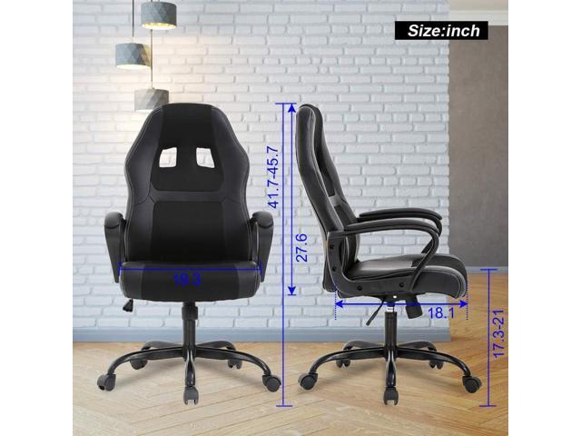 Office Chair PC Gaming Chair Cheap Desk Chair Ergonomic PU Leather Executive Computer Chair Lumbar Support for Women, Men (Black)