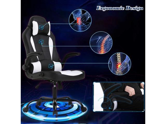 BestOffice PC Gaming Chair Ergonomic Office Chair Desk Chair with Lumbar Support Flip Up Arms Headrest PU Leather Executive High Back Computer...