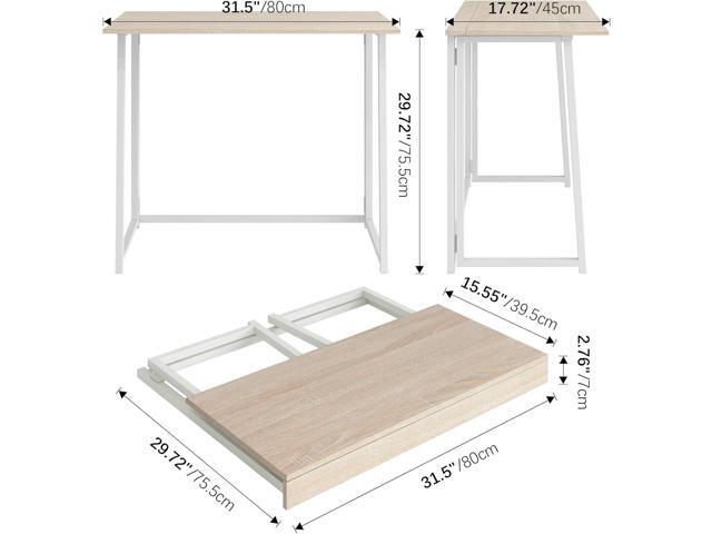 4NM 31.5' Small Folding Desk, Foldable Computer Home Office Desk, Study Writing Table for Small Space Saving Bedroom, Easy Assembly - Natural and...