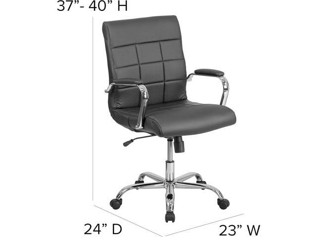 Flash Furniture Vivian Mid-Back Swivel Vinyl Upholstered Desk Chair with Padded Seat and Armrests, Adjustable Height Padded Office Chair, Black/Chrome