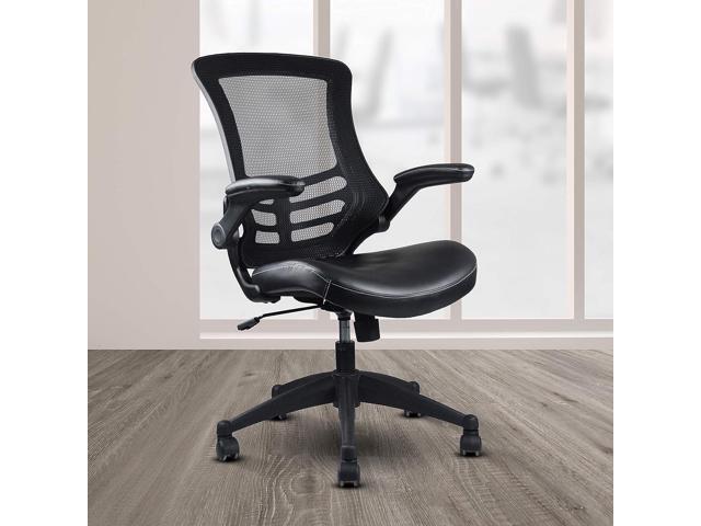 Stylish Mid-Back Mesh Office Chair With Adjustable Arms. Color: Black