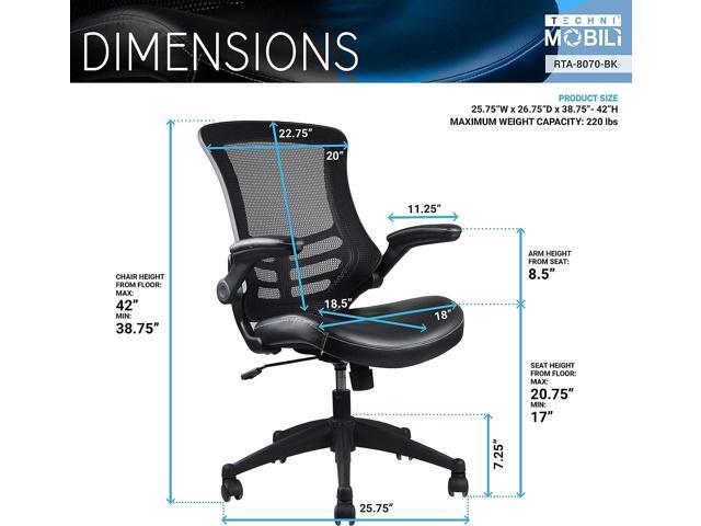 Stylish Mid-Back Mesh Office Chair With Adjustable Arms. Color: Black
