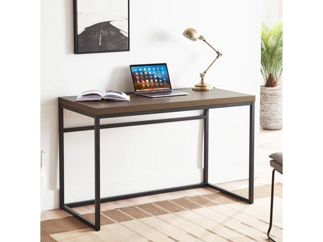 CENSI Dark Walnut Wood and Metal Writing Desk/Computer Desk/Home Office Desk, Extra Thick and Deep Tabletop, 47' Modern Industrial Style(Walnut)