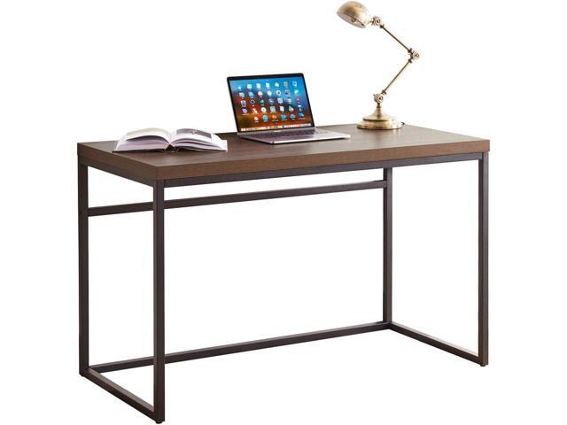 CENSI Dark Walnut Wood and Metal Writing Desk/Computer Desk/Home Office Desk, Extra Thick and Deep Tabletop, 47' Modern Industrial Style(Walnut)