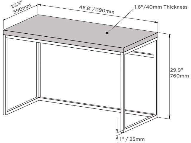 CENSI Dark Walnut Wood and Metal Writing Desk/Computer Desk/Home Office Desk, Extra Thick and Deep Tabletop, 47' Modern Industrial Style(Walnut)
