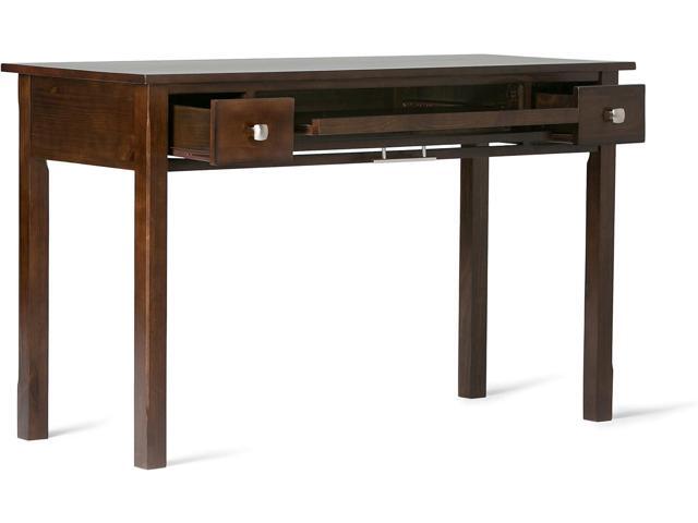 SIMPLIHOME Avalon SOLID WOOD Contemporary 47 Inch Wide Writing Office Desk in Dark Tobacco Brown, For the Office Desk, Writing Table, Workstation...