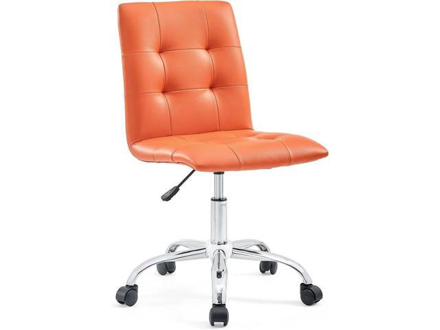 Modway Prim Ribbed Armless Mid Back Swivel Conference Office Chair In Orange